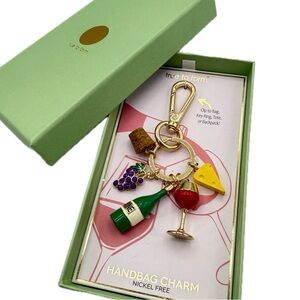 True To Form Wine Lovers Gold Handbag Charm Keyholder (NIB) New in Box